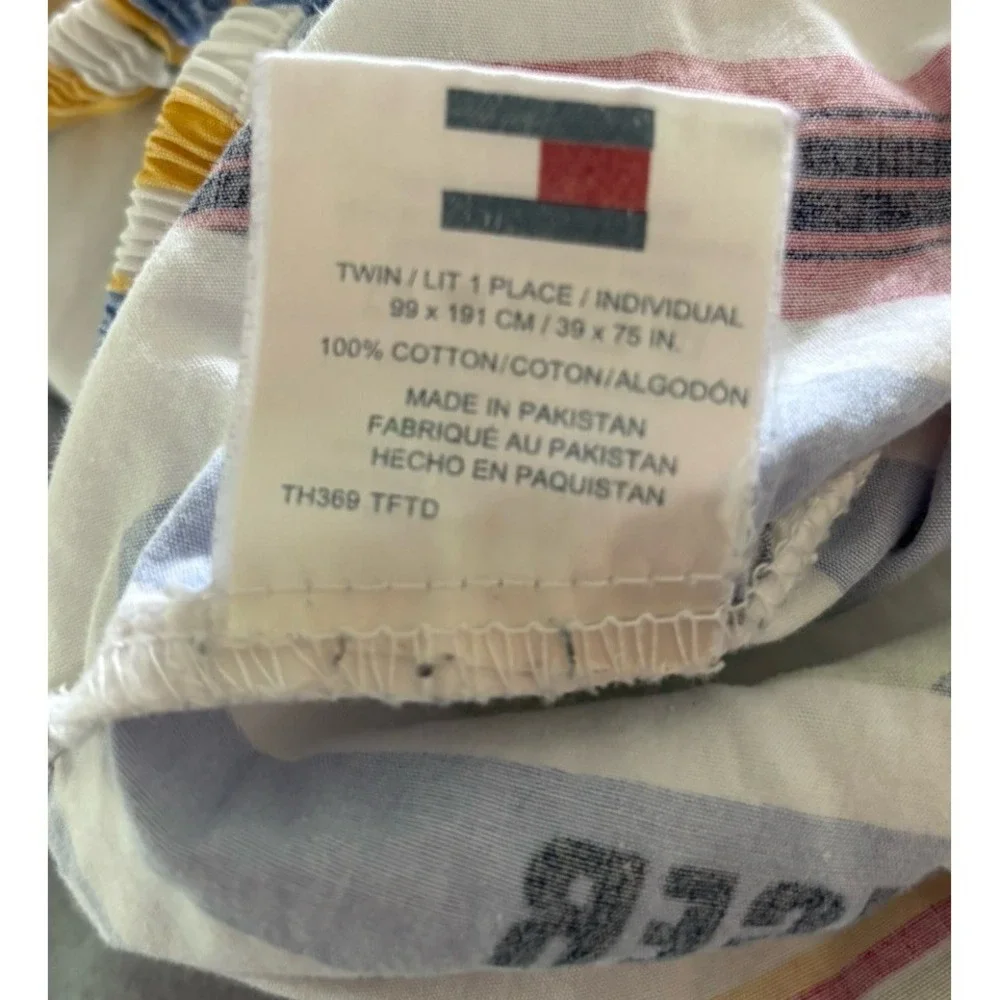 Tommy Hilfiger Twin Fitted Sheet Surfs Up Surfboard Beach Coastal Red Blue